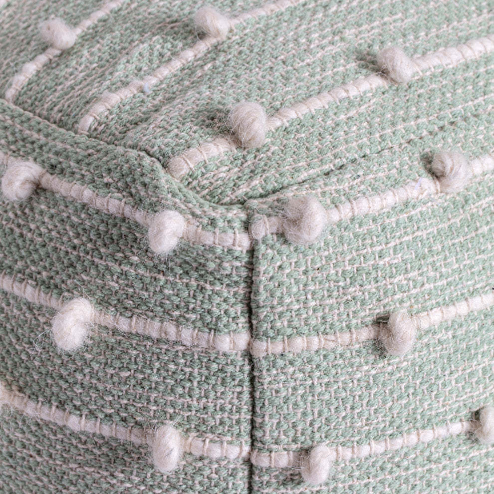 Seaside 22" x 22" x 16" Teal and Ivory Pouf