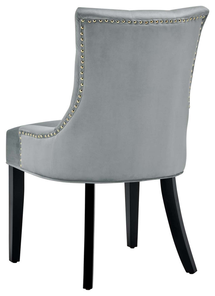 Regent Tufted Performance Velvet Dining Side Chairs, Set of 2 Light Gray
