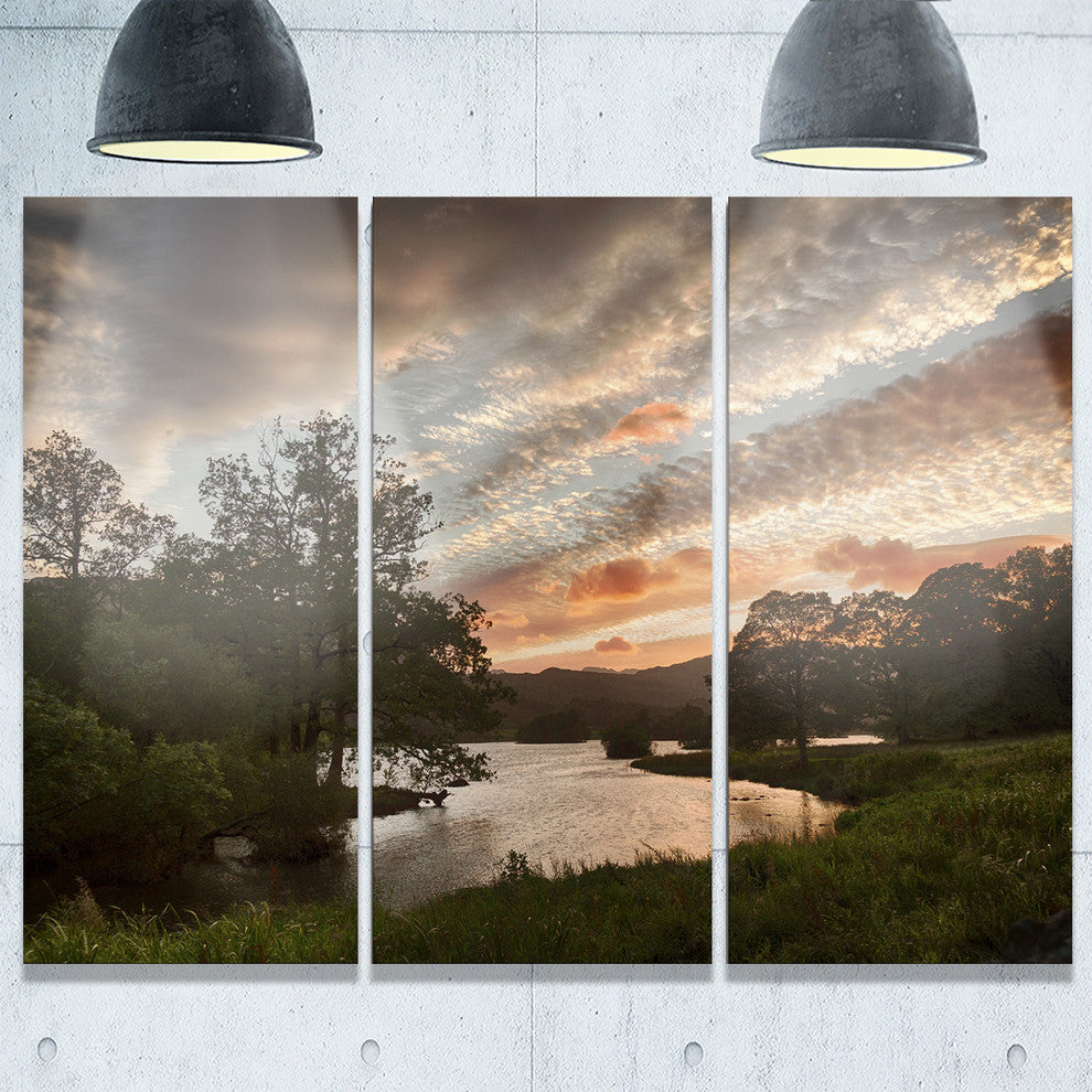 "Sunset Over Rydal Waters" Metal Wall Art, 3 Panels, 36"x28"