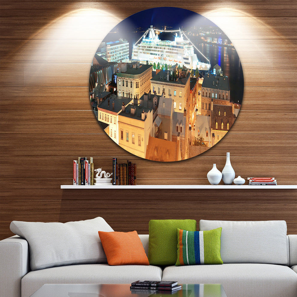 Quebec City, Cityscape Photo Round Metal Wall Art, 23"