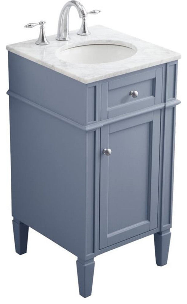 Elegant Decor Park Avenue 18" Single Marble Top Bathroom Vanity in Gray