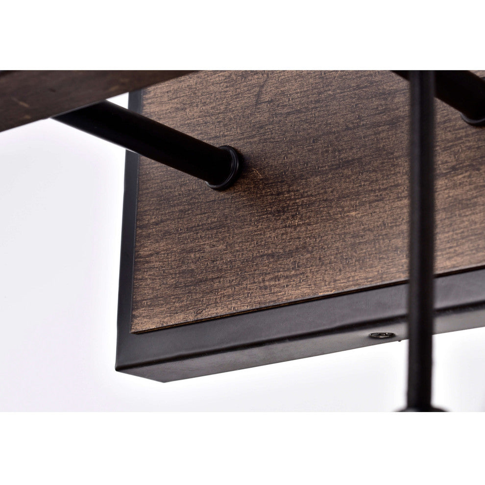 Amber 6-light Wall Sconce in Antique Black and Faux Wood Grain Finish