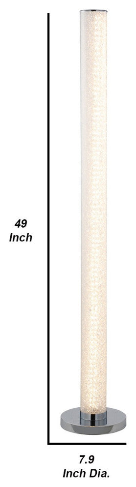 Benzara BM240869 Column Style Floor Lamp With Sandrock Acrylic Tube, Clear