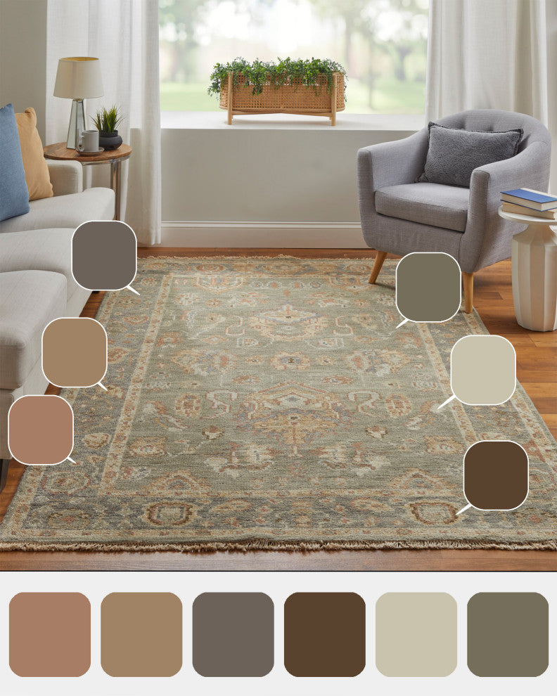Weave & Wander Irie Hand Knotted Area Rug, Gray/Pink, 7'9"x9'9"
