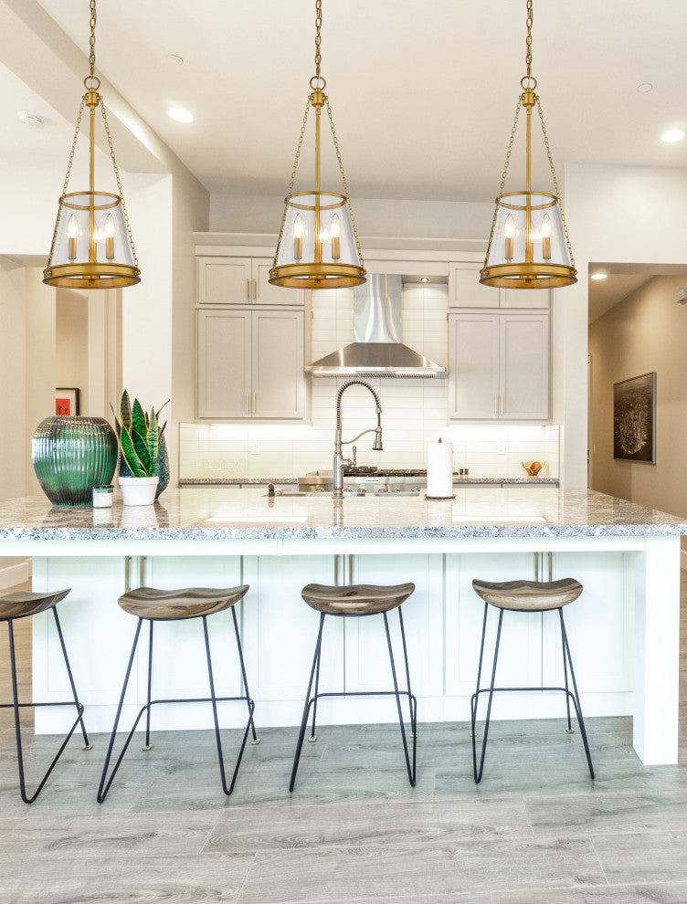 Z-LITE 341P12-RB 3 Light Pendant, Rubbed Brass