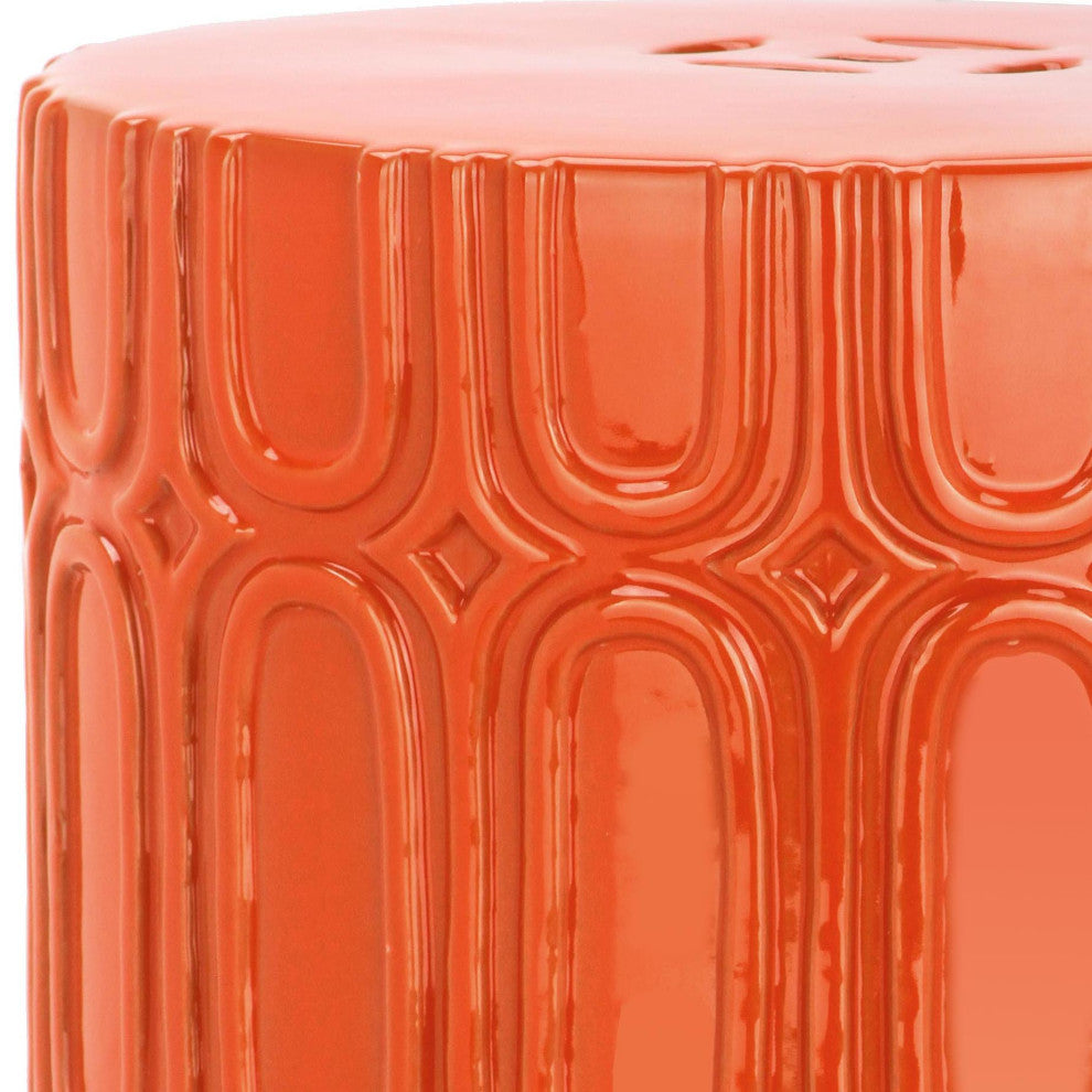 Safavieh Indoor-Outdoor Melody Garden Stool, Orange