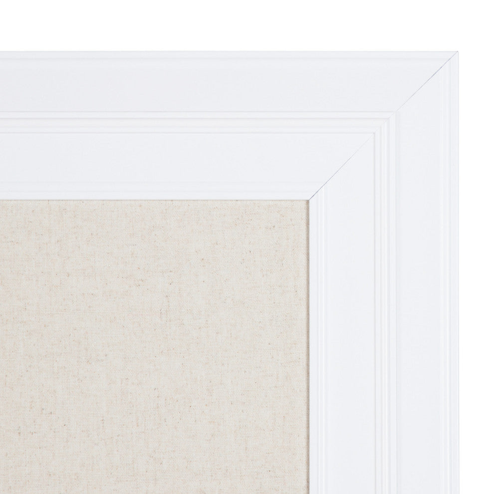 Whitley Framed Linen Fabric Pinboard, White/Natural 29.5x45.5