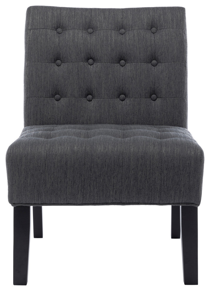 Mulligan Fabric Tufted Slipper Chairs, Set of 2, Charcoal + Matte Black