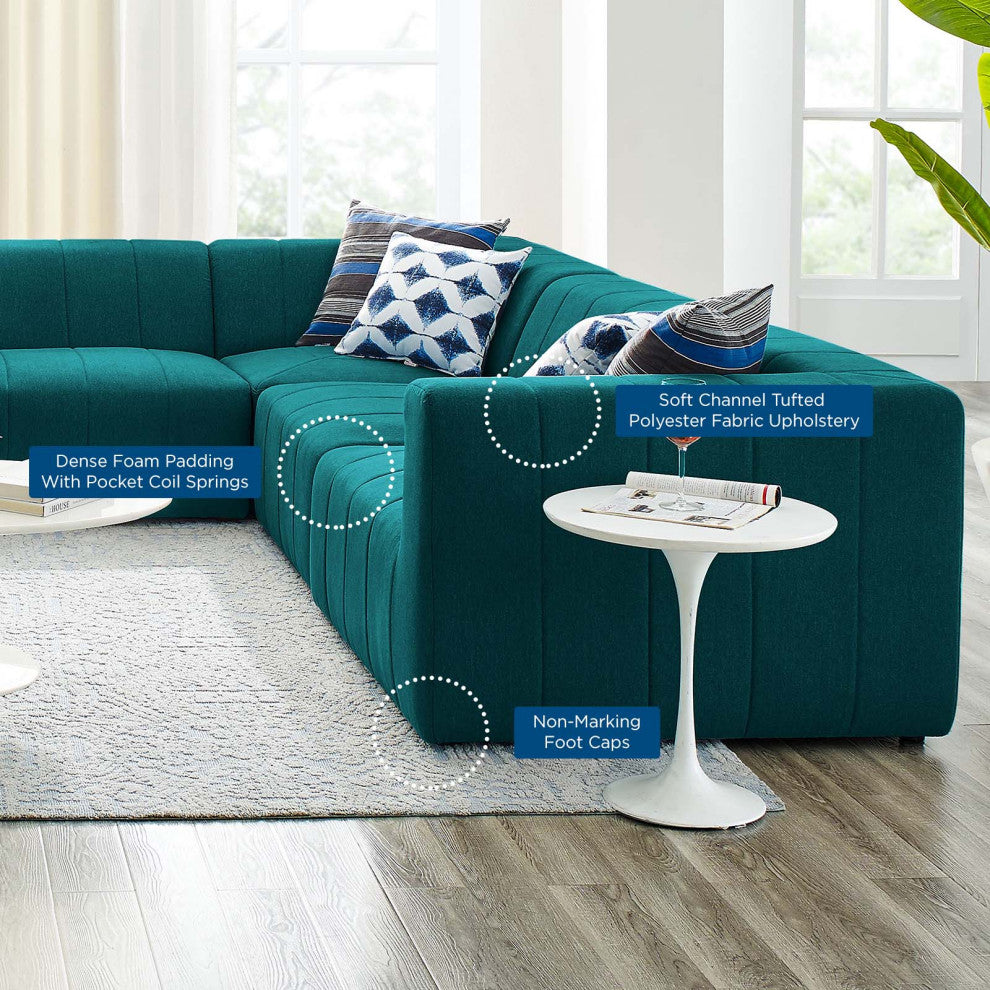 Sectional Sofa Set, Fabric, Teal Blue, Modern, Living Lounge Hotel Hospitality