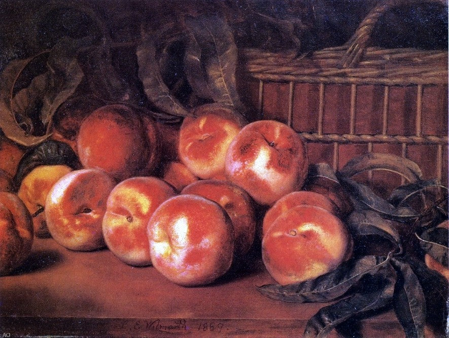 Lemuel Everett Wilmarth Peaches, 21"x28" Gallery Wrapped Canvas Print