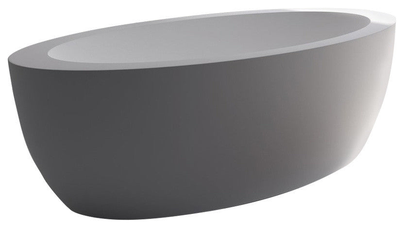 ADM Curved Freestanding Bathtub, Glossy White, 74.81"