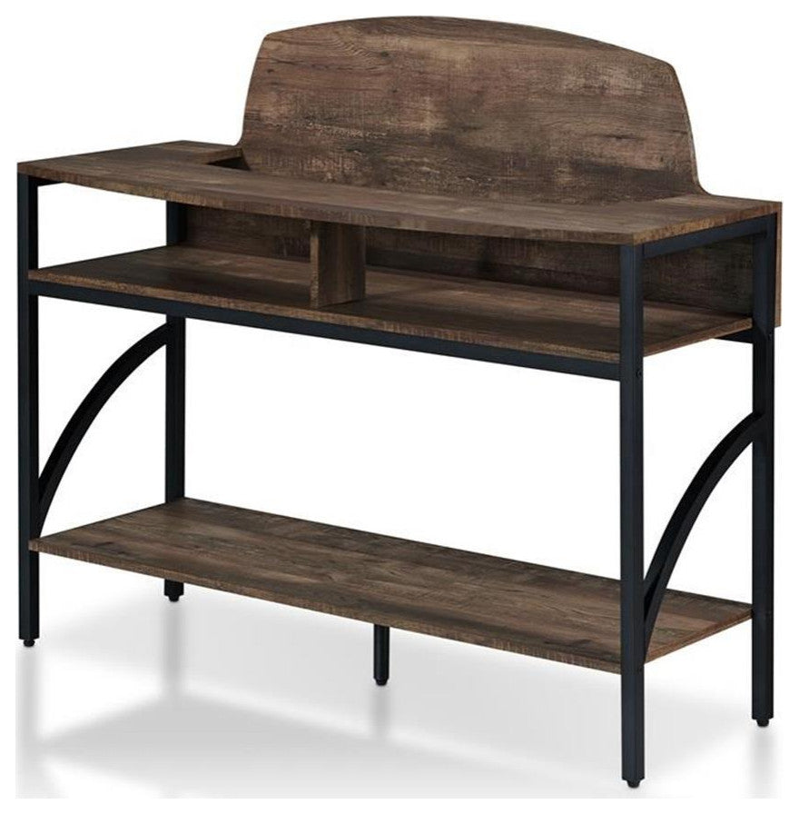 Furniture of America Rodricks Wood 3-Shelf Console Table in Reclaimed Oak