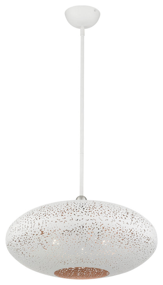 Livex Lighting Charlton 3 Light White With Brushed Nickel Accents Large Pendant