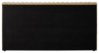 Nico Black Velvet Upholstered Bed, Camel, Queen