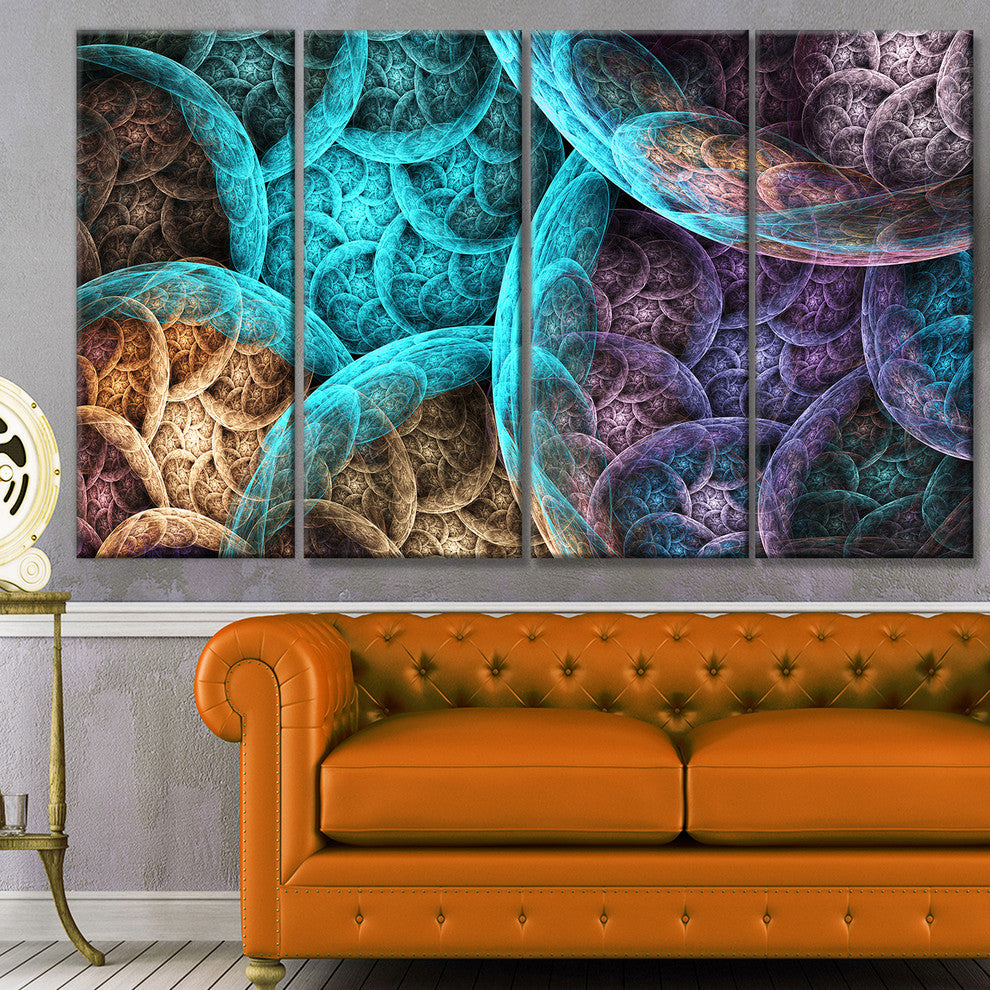 Colorful Dramatic Clouds, Abstract Art on Canvas, 48"x28", 4 Panels