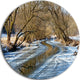 Blue Sunny Day In Winter Landscape, Landscape Round Wall Art, 36"