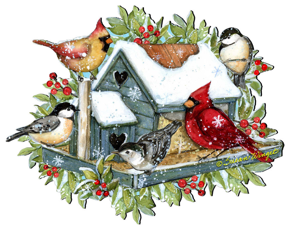 Winter Cardinals Door Decor by Susan Winget Christmas Santa Snowman Decor