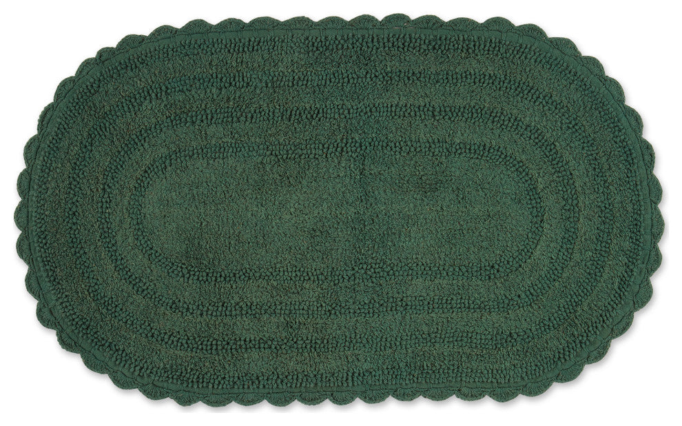 Dark Green Large Oval Crochet Bath Mat