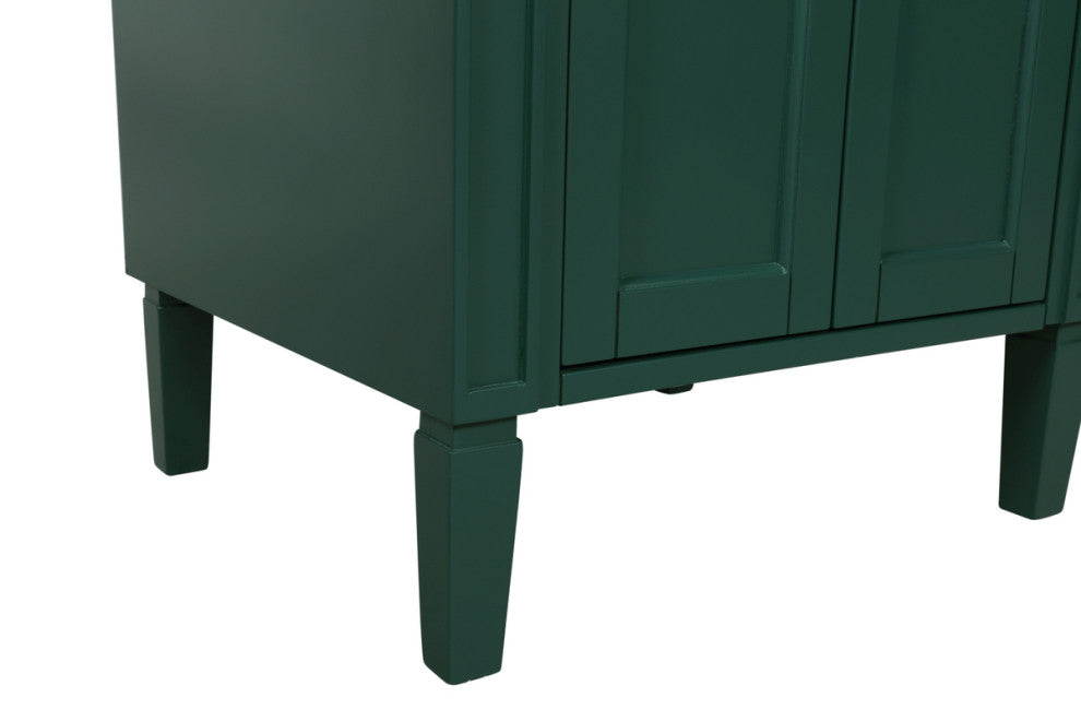 Home Living Vanity with Carrara White Marble Countertop, Green, 24", Single Sink