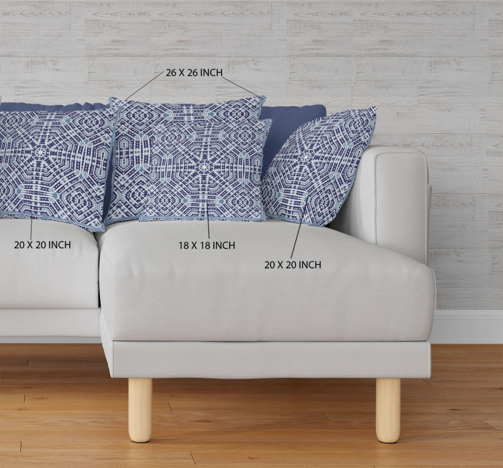 28 Indigo Blue Geostar Indoor Outdoor Throw Pillow