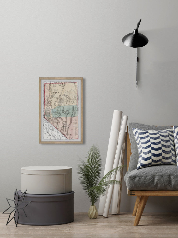 "Nevada Travel Map" Framed Painting Print, 30x45