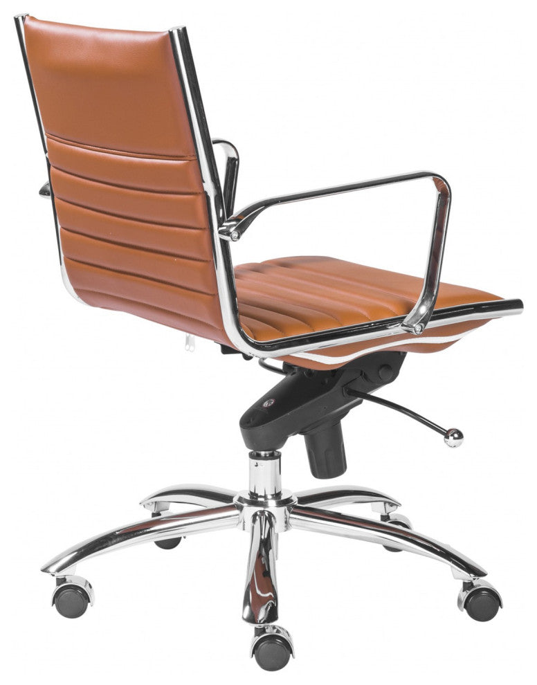 HomeRoots 27.01" X 25.04" X 38" Low Back Office Chair, Cognac With Chrome Base