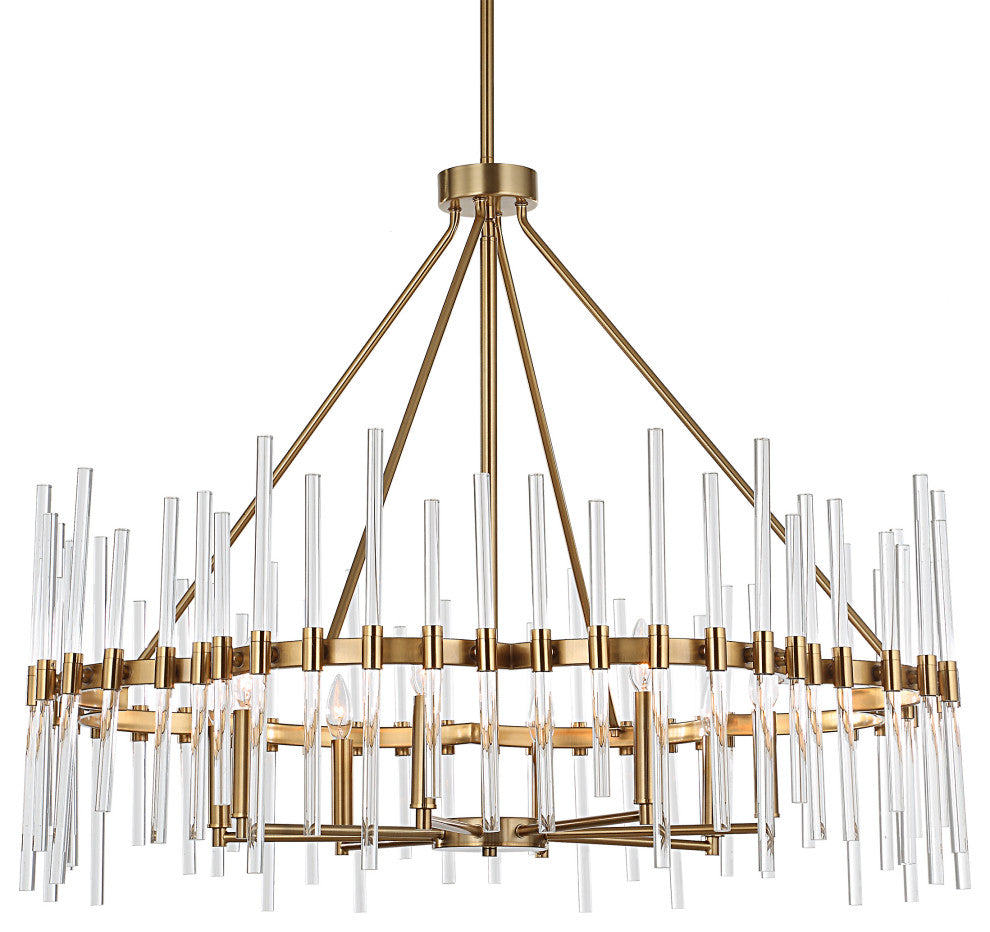 Uttermost Crystal Stick 8 Light Brass Chandelier