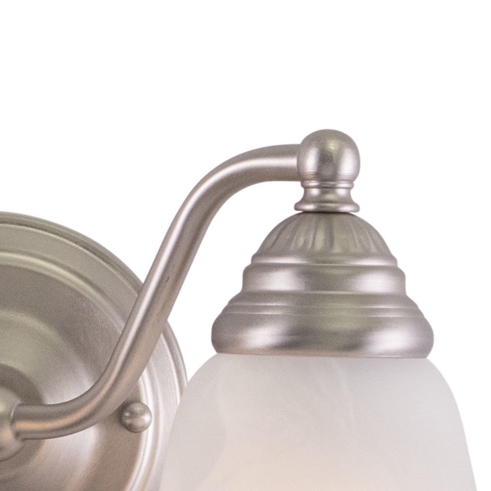 Standford 2-Light Vanity, Brushed Nickel/Alabaster Glass