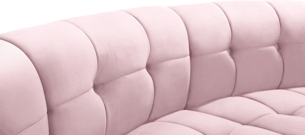Limitless Velvet Upholstered 9-Piece Modular Sectional, Pink