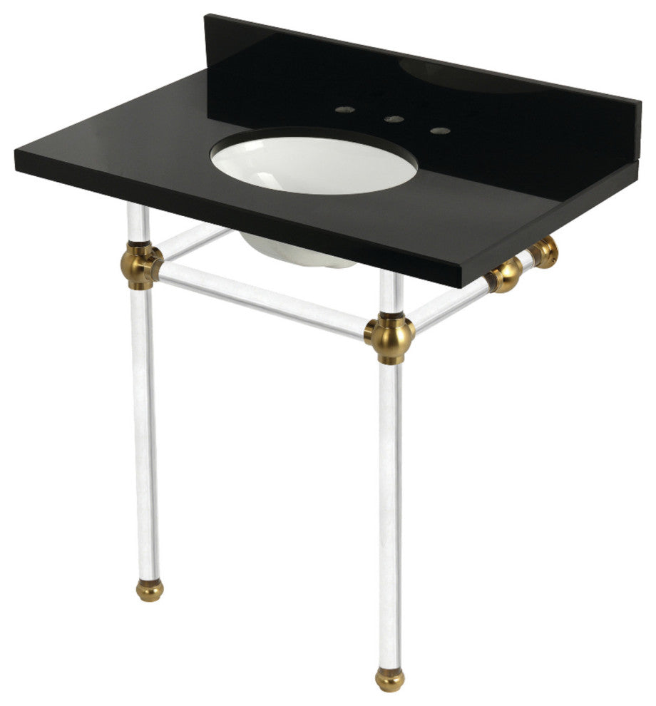 KVPK36KA7 36" Black Granite Console Sink with Acrylic Legs
