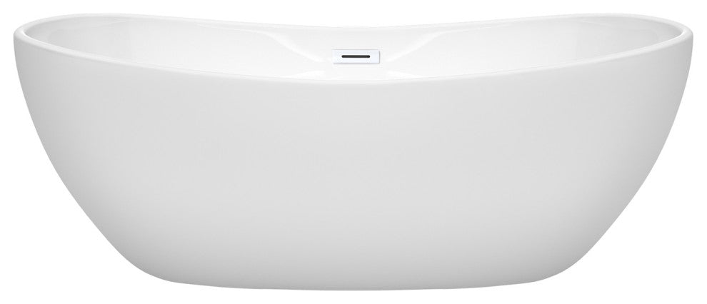 Rebecca 60 to 70" Freestanding Bathtub with options, Shiny White Trim, 65 Inch, No Faucet