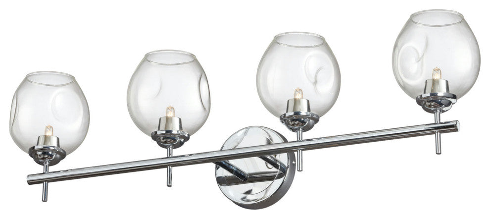 4 Light Halogen Vanity Polished Chrome with Clear Glass