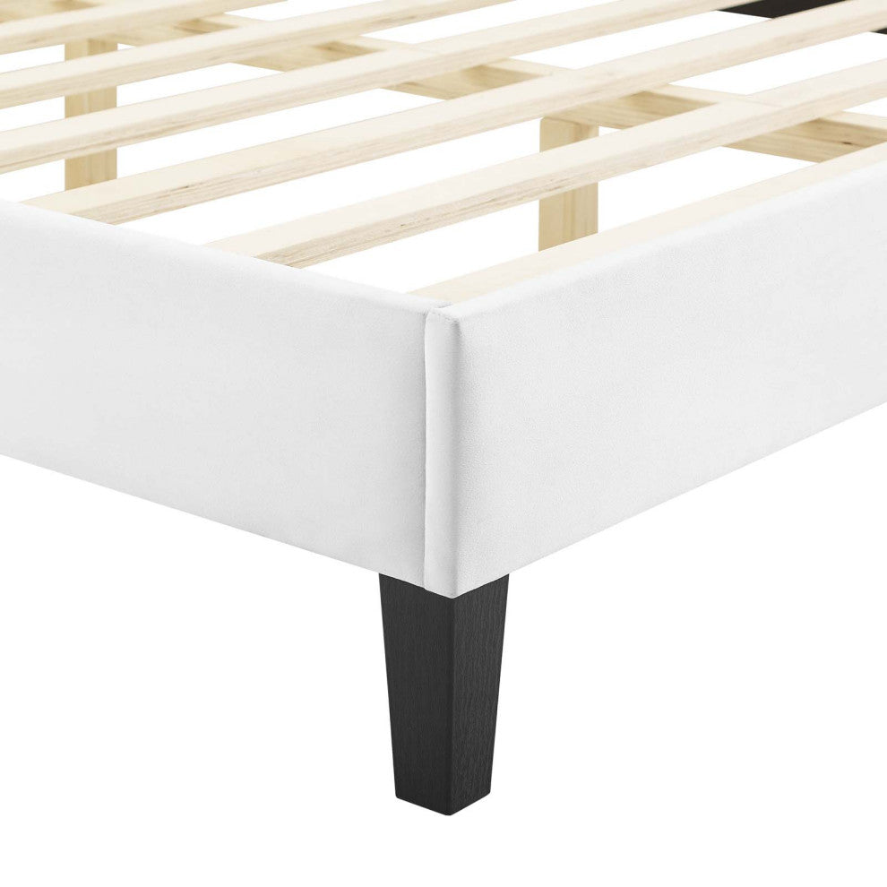 Current Performance Velvet Queen Platform Bed, White