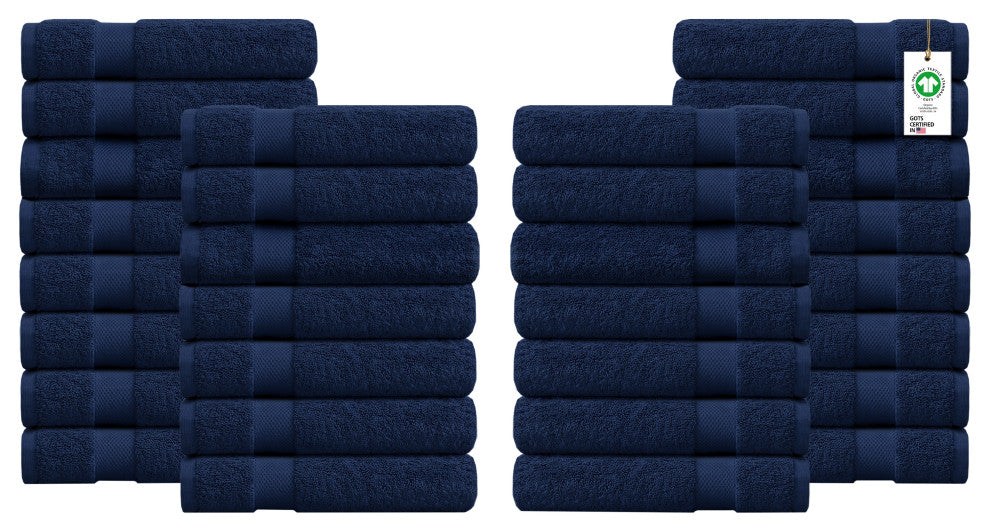 Organic Cotton Feather Touch Quick Dry Wash Cloth, Insignia Blue, Pack 30