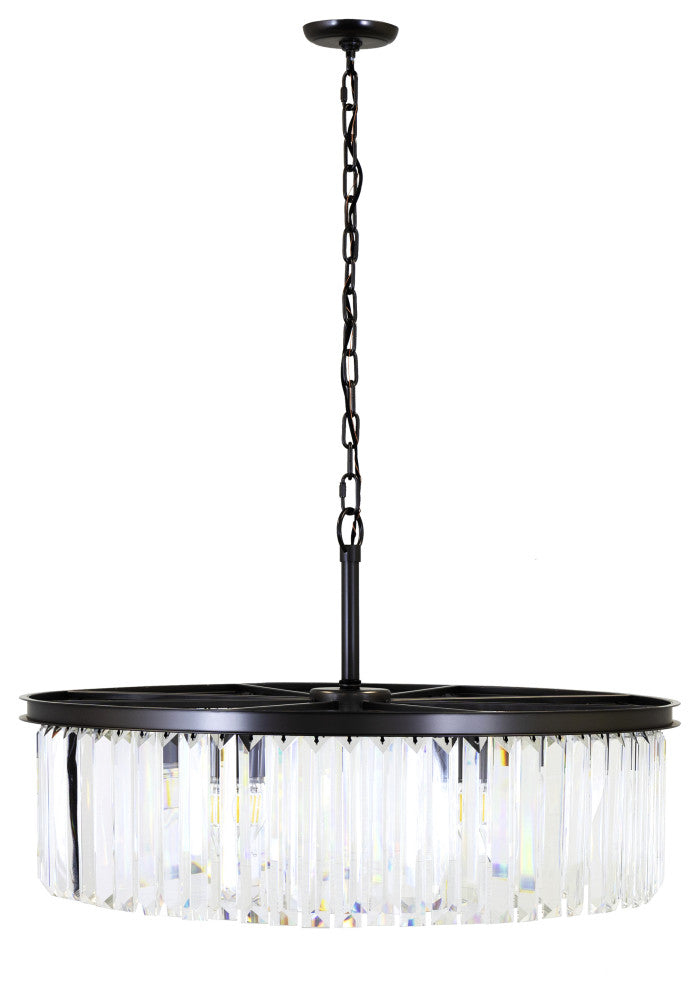 Polaris 8-Light Prism Crystal Chandelier, Black