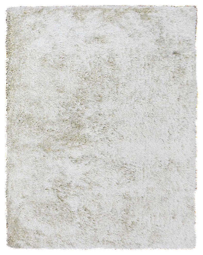 HAND TUFTED SHAG POLYESTER ECO-FRIENDLY AREA RUGS, White Color, Solid Design