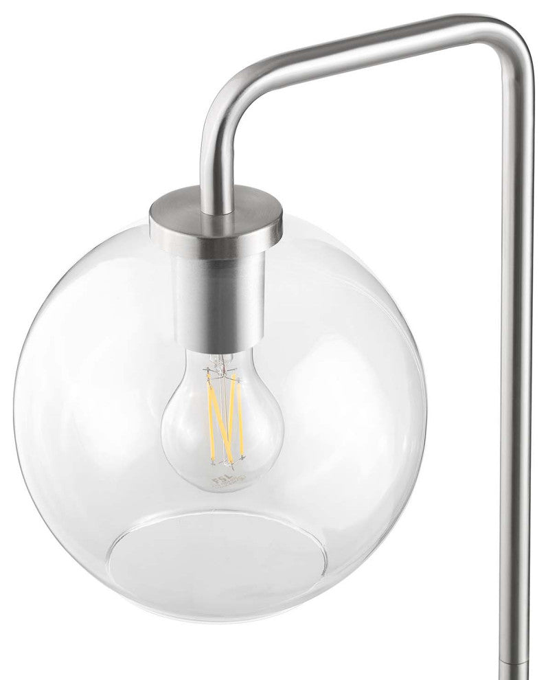 Floor Lamp Light, Silver, Glass, Metal, Modern, Mid Century Bistro Hospitality