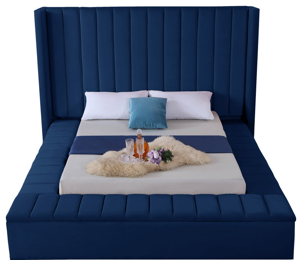 Kiki Velvet Bed, Navy, King