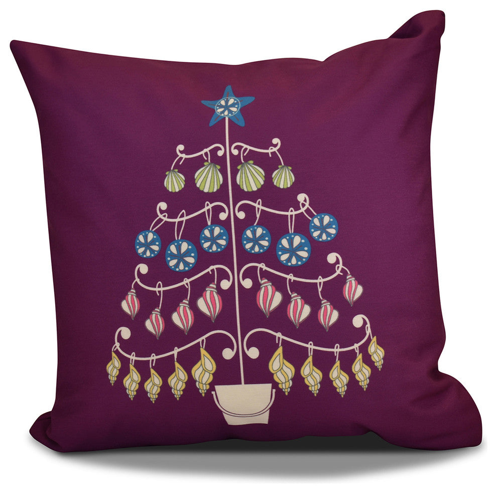 Decorative Holiday Pillow Geometric Print, Purple, 18"x18"