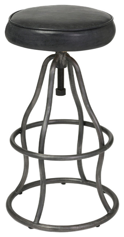 Bowie Bar Stool - Distressed Black Leather
