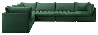 Jacob Velvet Upholstered 6-Piece L-Shaped Modular Sectional, Green