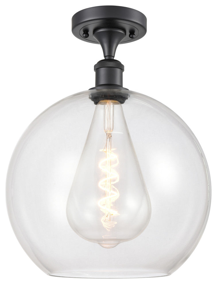 Innovations 516-1C-BK-G122-12-LED 1-Light Semi-Flush Mount, Matte Black
