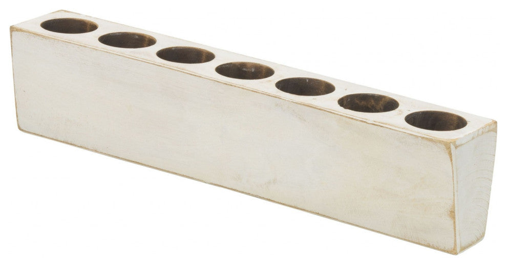 Distressed White 7 Hole Sugar Mold Candle Holder