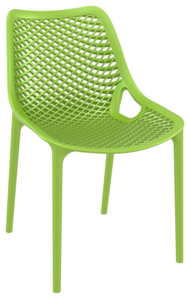 Air Maya Square Dining Set With White Table and 4 Tropical Green Chairs