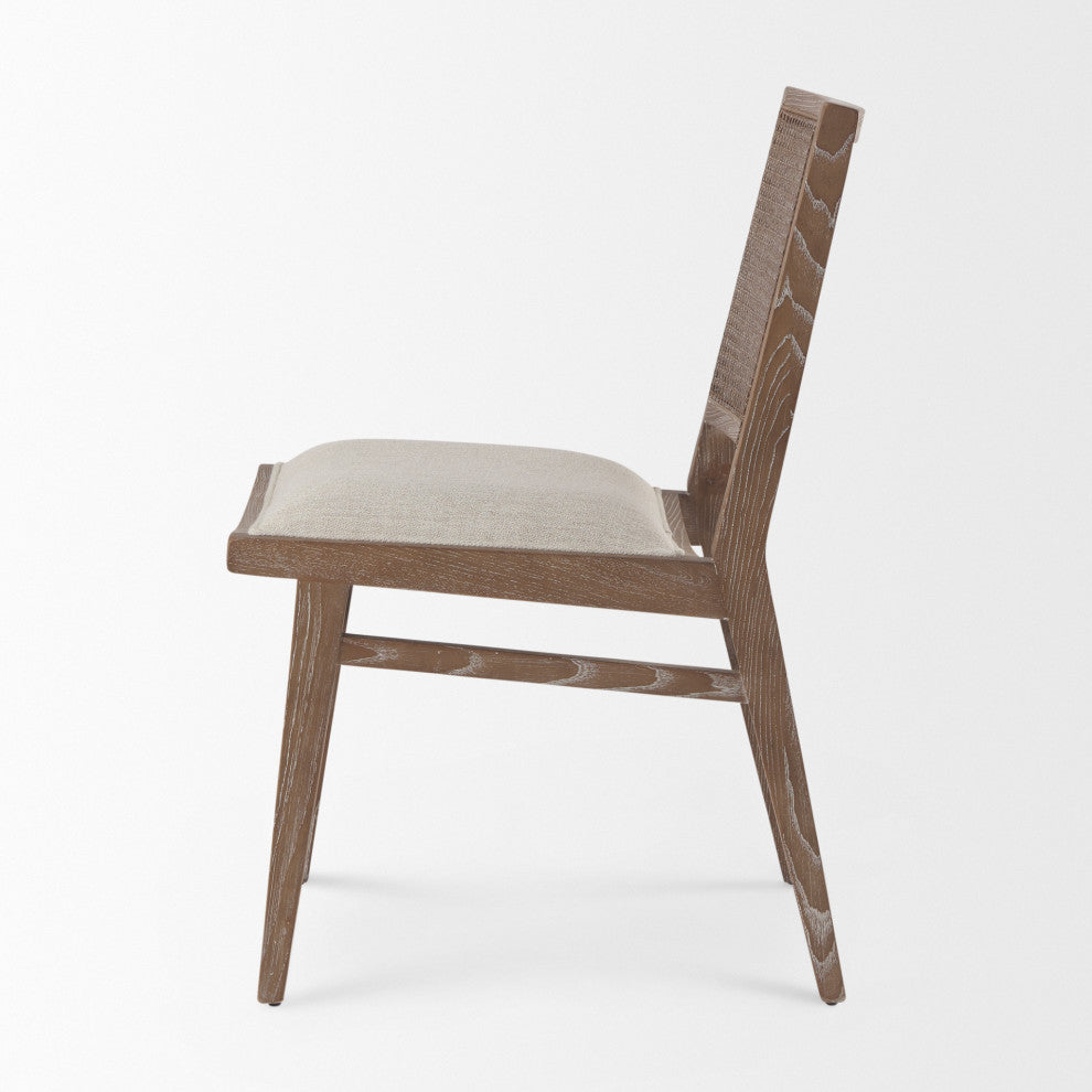 Wynn Cream Fabric With Cane And Light Brown Wood Frame Dining Chair (Set of 2)