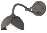 Brooklyn 1-Light  Sconce, Dark Smoke, Natural Iron, Opal Glass