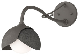 Brooklyn 1-Light  Sconce, Dark Smoke, Natural Iron, Opal Glass