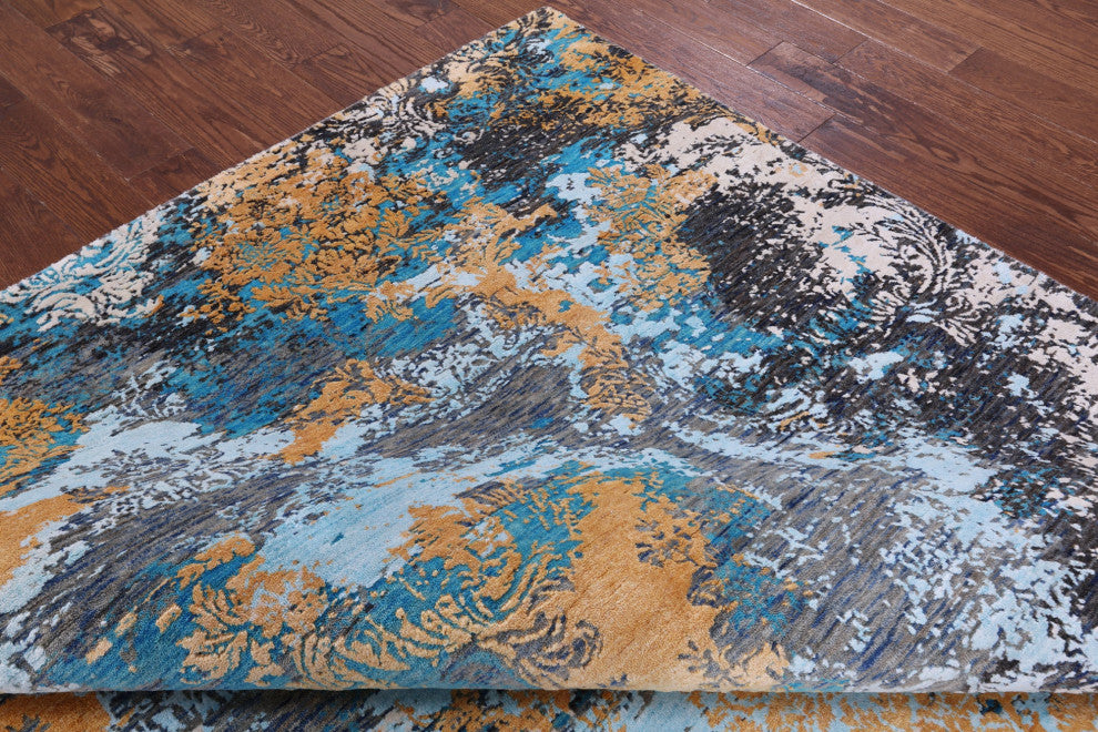 7' 11" X 9' 10" Modern Hand Knotted Wool & Silk Rug - Q13508