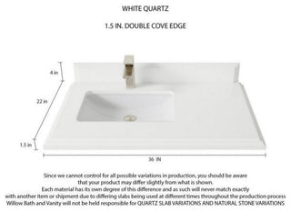 Malibu 36 Left Offset Bath Vanity in Black 1.5" White Quartz