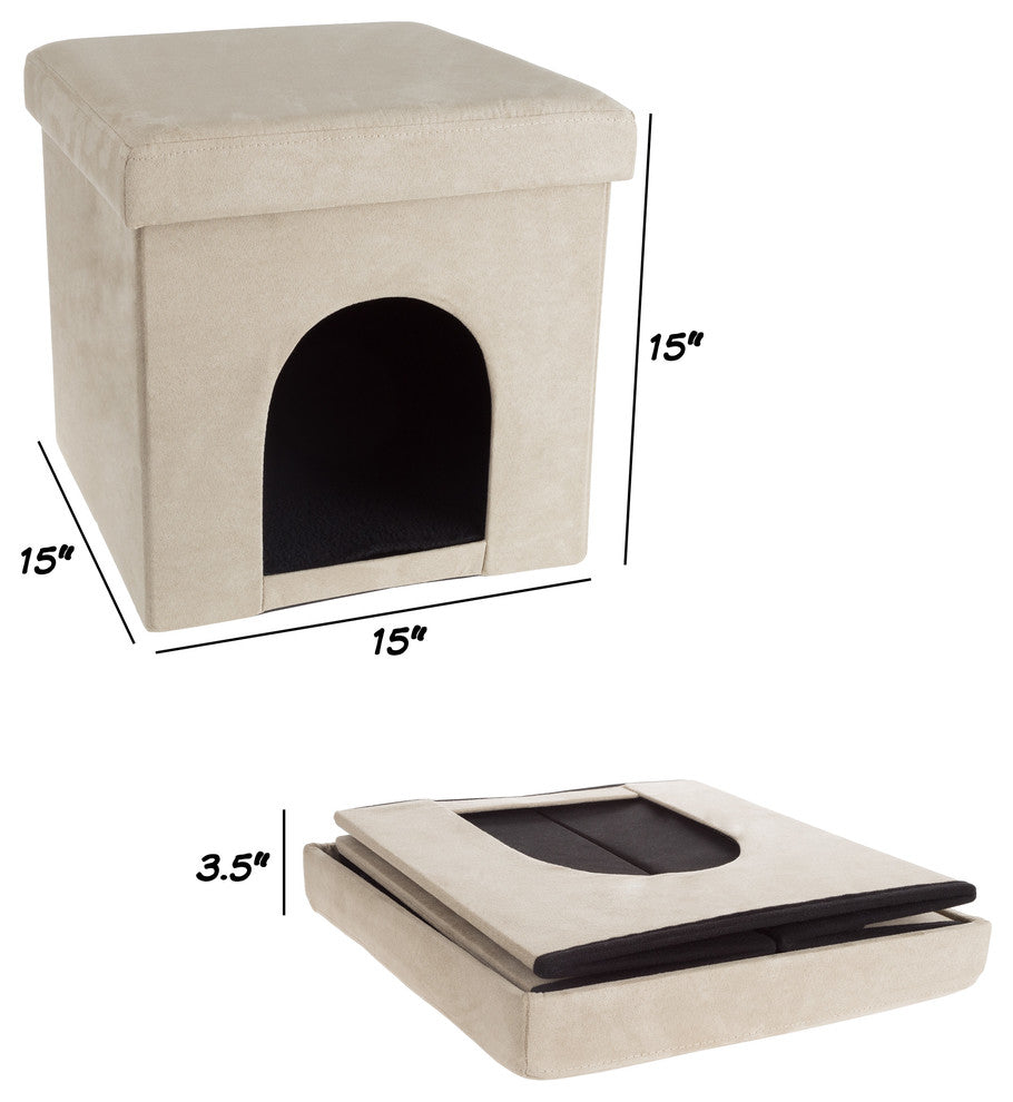 Tan Pet Ottoman- Collapsible Multipurpose Pet House by PETMAKER